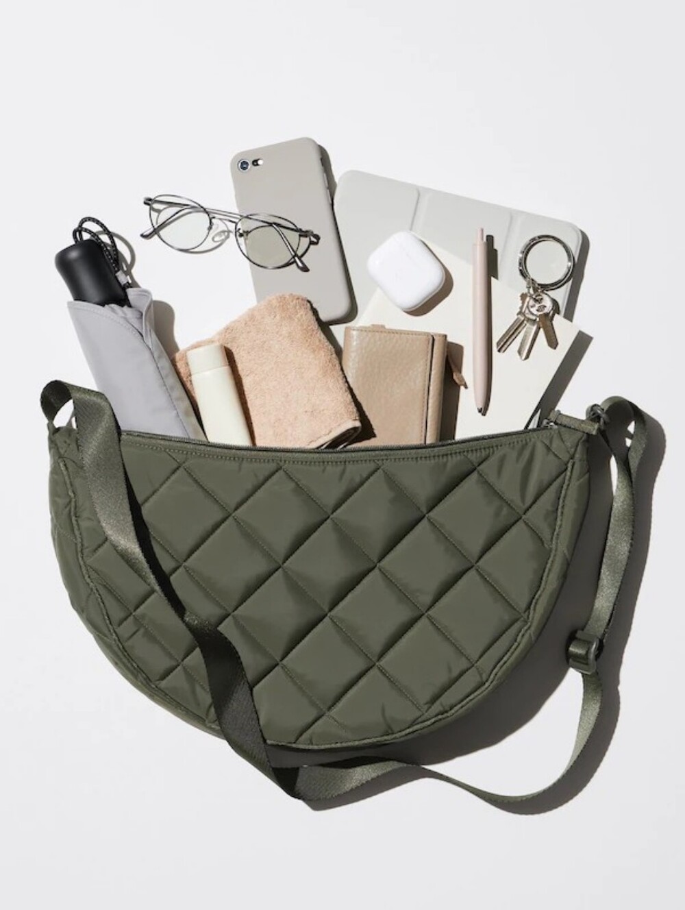 Uniqlo Crescent Bag - Quilted - Green Olive